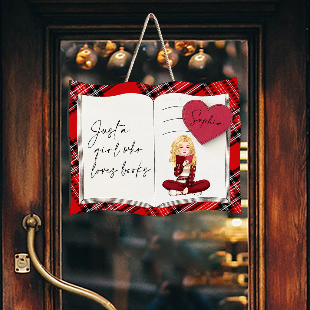 Just A Girl Who Loves Books - Personalized Book Custom Shaped Wood Sign
