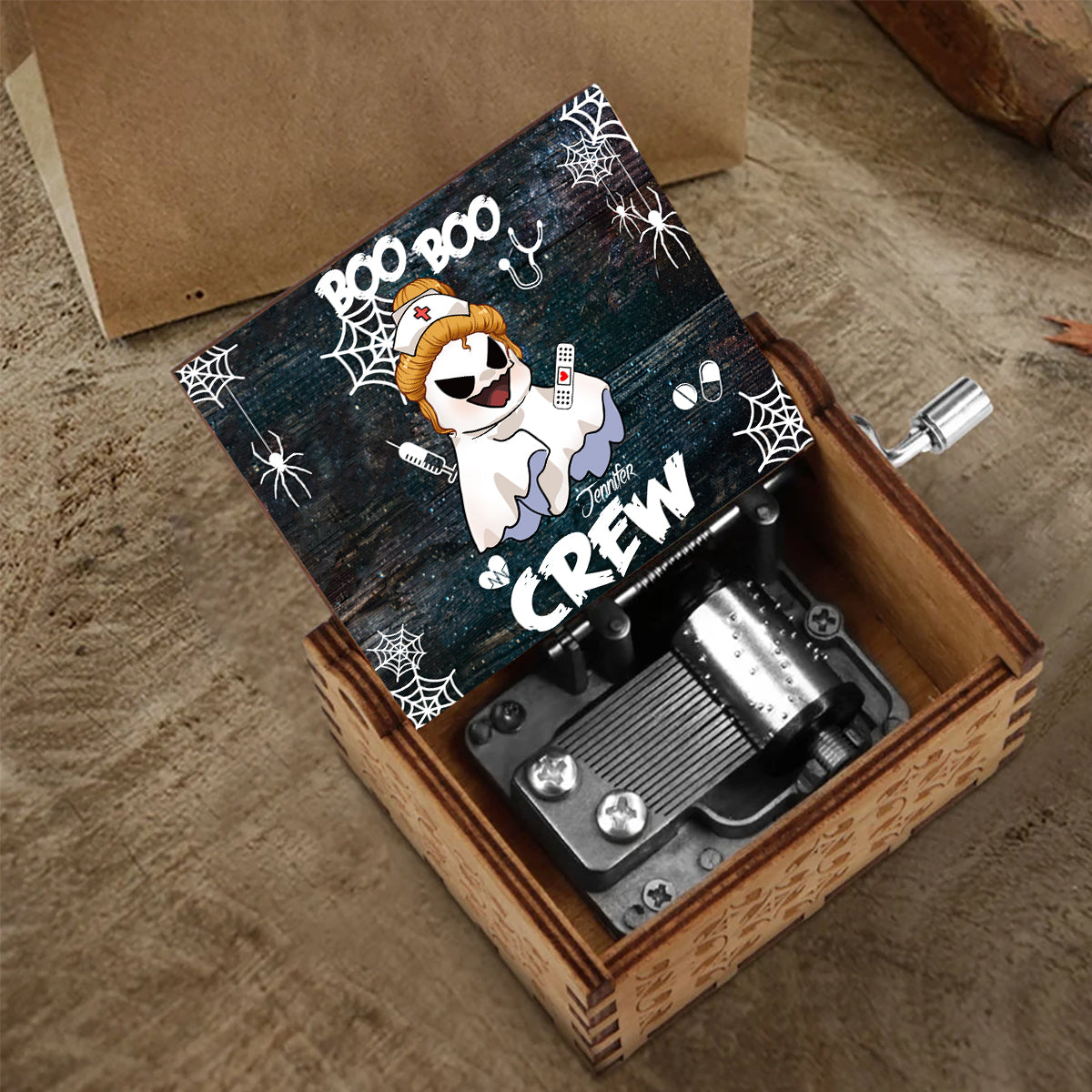 Boo Boo Crew - Personalized Nurse Hand Crank Music Box