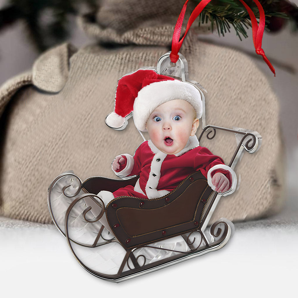 Cute Baby Sled - Personalized Newborn Transparent Ornament