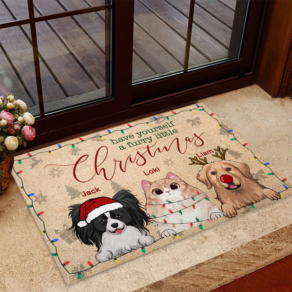 Have Yourself a Furry Little Christmas - Personalized Dog Doormat
