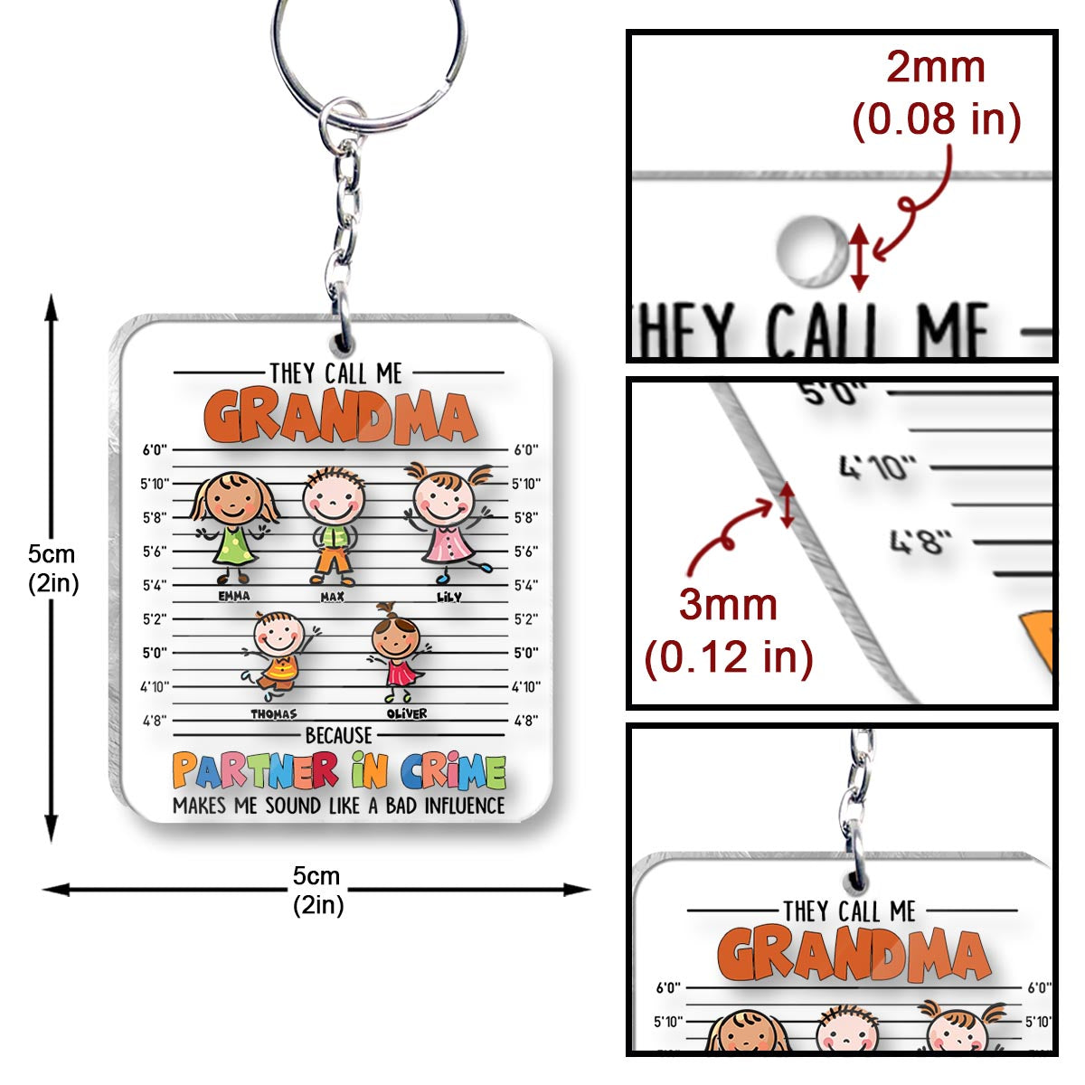 Partner In Crime - Gift for grandpa, grandma, mom, dad, uncle, aunt, brother, sister - Personalized Keychain