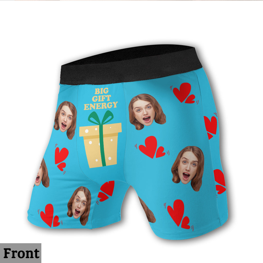 Custom Photo Big Gift Energy - gift for husband, boyfriend - Personalized Men’s Boxer Briefs