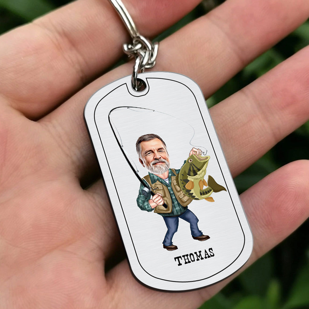 Love You More - Fishing gift for dad, him, husband, grandpa - Personalized Stainless Steel Keychain
