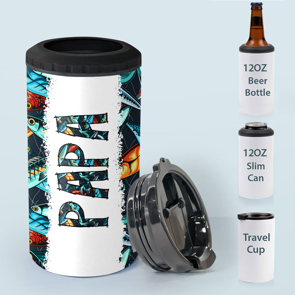 Reel Cool Dad - Fishing gift for dad, grandpa, him, husband - Personalized Can Cooler