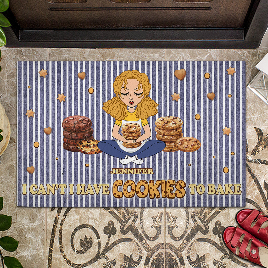 I Can't I Have Cookies To Bake - Personalized Baking Doormat