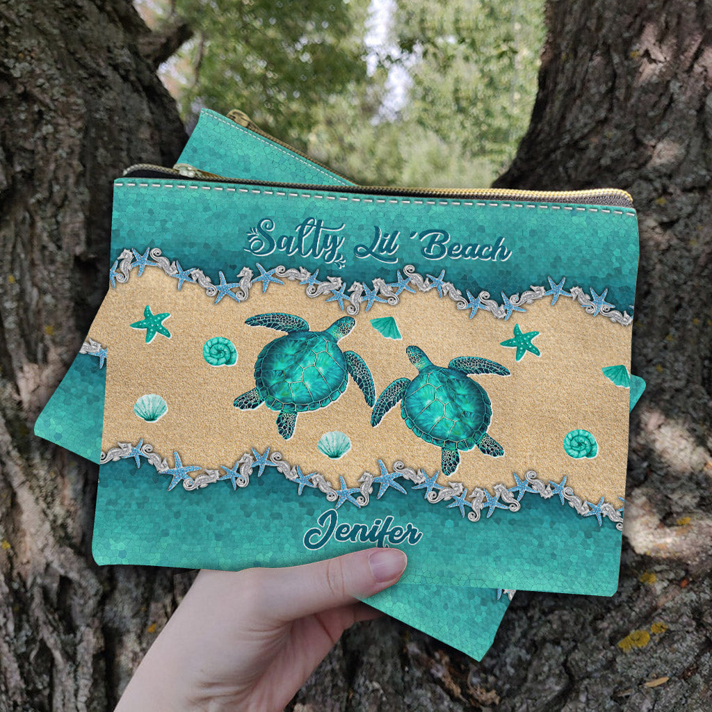 Salty Lil' Beach - Personalized Turtle Pouch
