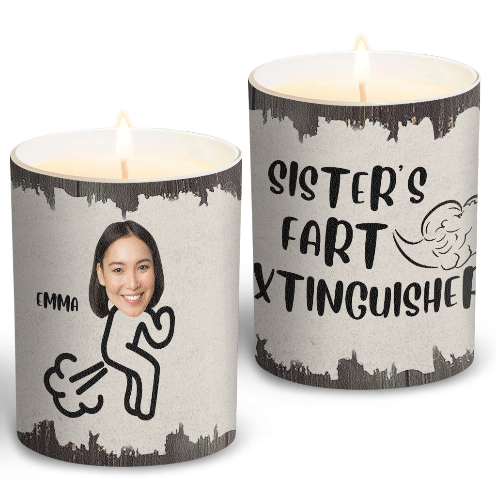 Fart Extinguisher - Gift for dad, grandma, grandpa, mom, uncle, aunt, son, daughter, brother, sister, granddaughter, grandson, husband, wife, boyfriend, girlfriend, friend - Personalized Candle With Wooden Lid
