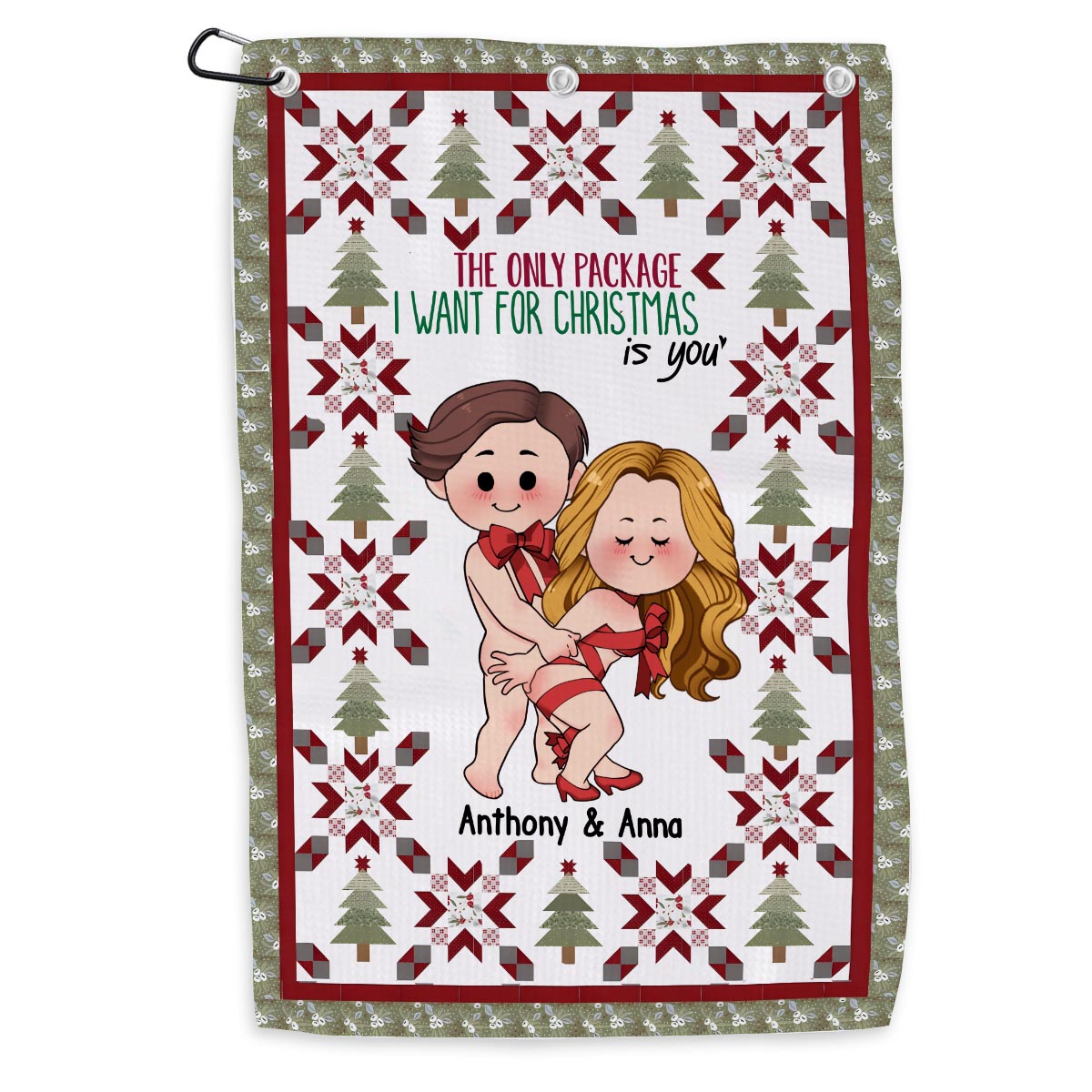 The Only Package I Want For Christmas Is You - Personalized Couple Golf Towel