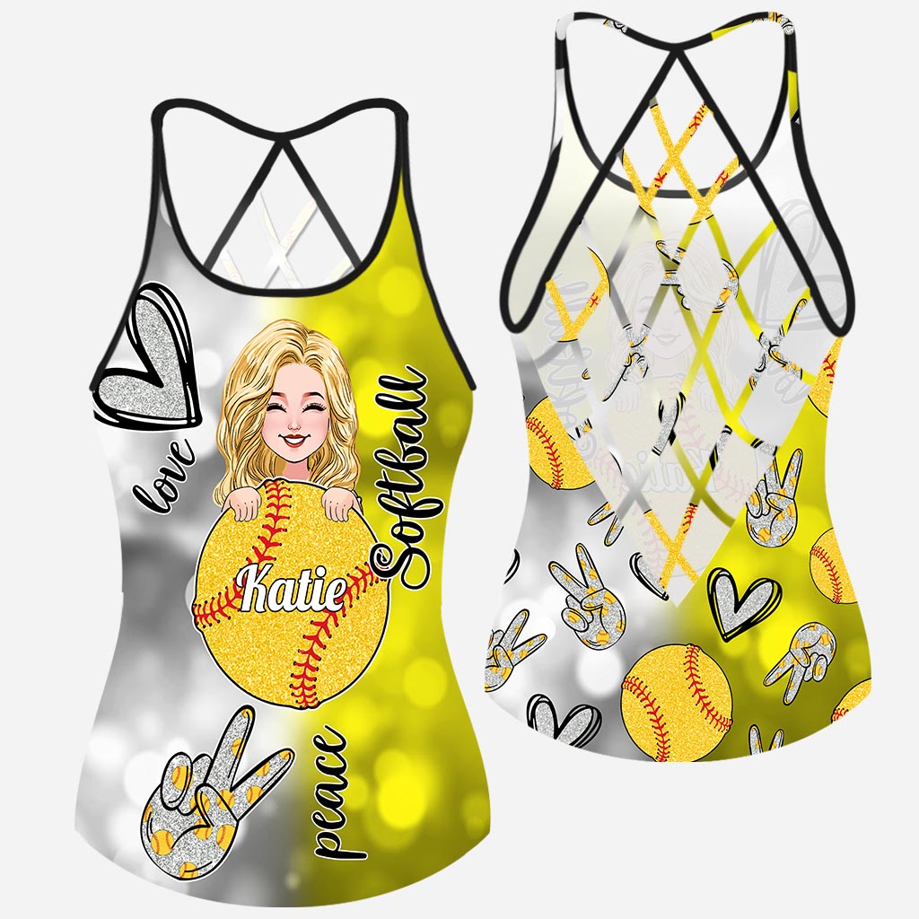 Cool Softball Mom - Personalized Softball Cross Tank Top