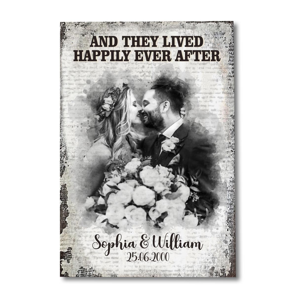 And They Lived Happily Ever After - Personalized Husband And Wife Canvas And Poster
