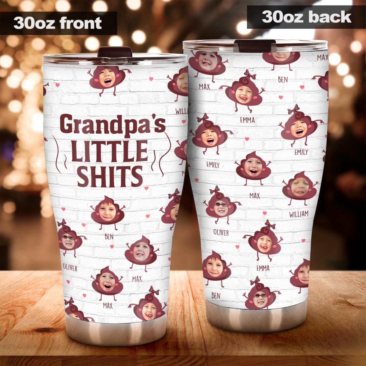 Daddy Little Shits - Gift for dad, grandma, grandpa, mom, uncle, aunt, brother, sister - Personalized Tumbler