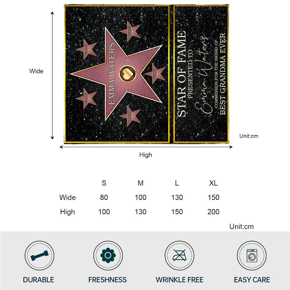 Star Of Fame Best Grandma Grandpa Mom Dad Ever - Personalized Grandma Blanket