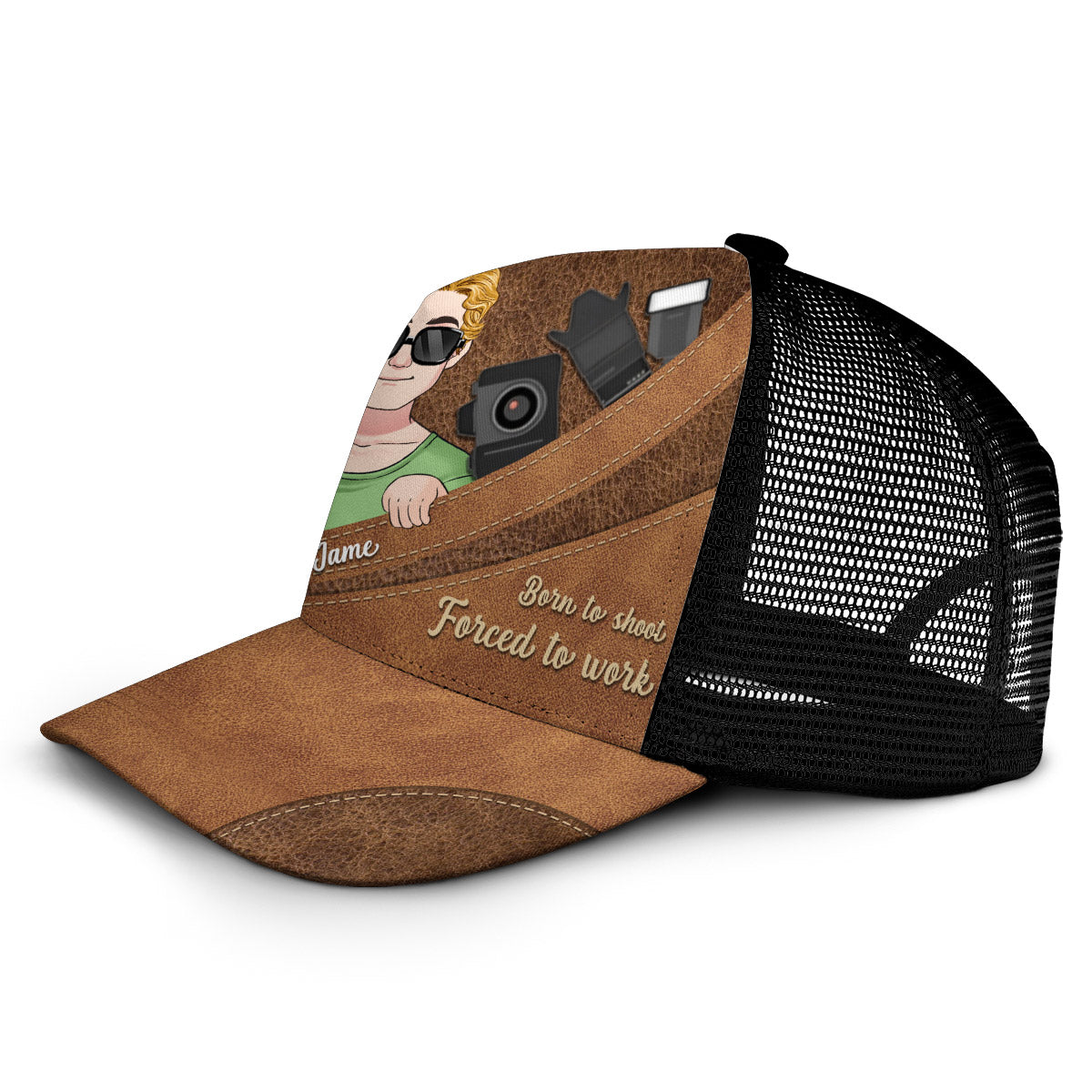 Born To Shoot Forced To Work - Photography gift for him, her, friend, dad, mom, boyfriend, girlfriend - Personalized Trucker Hat