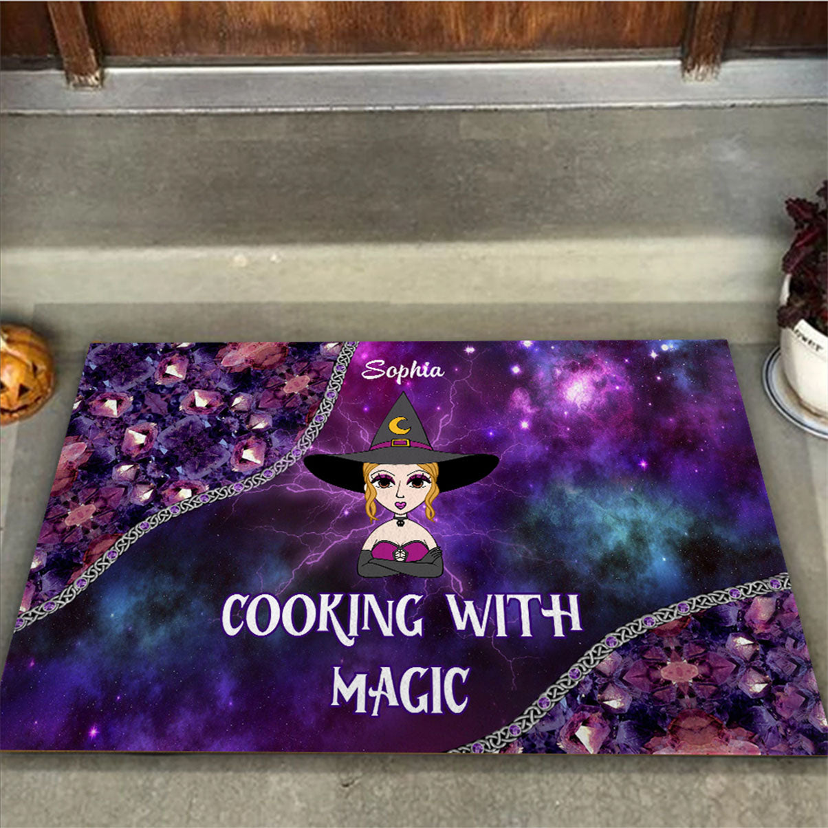 Cooking With Magic - Personalized Witch Doormat