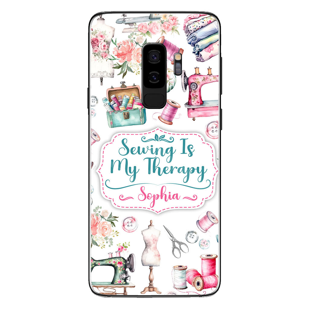 Sewing Is My Therapy - Personalized Sewing Phone Case