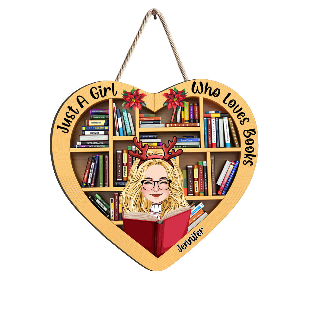 Just A Girl Who Loves Book - Personalized Book Wood Sign