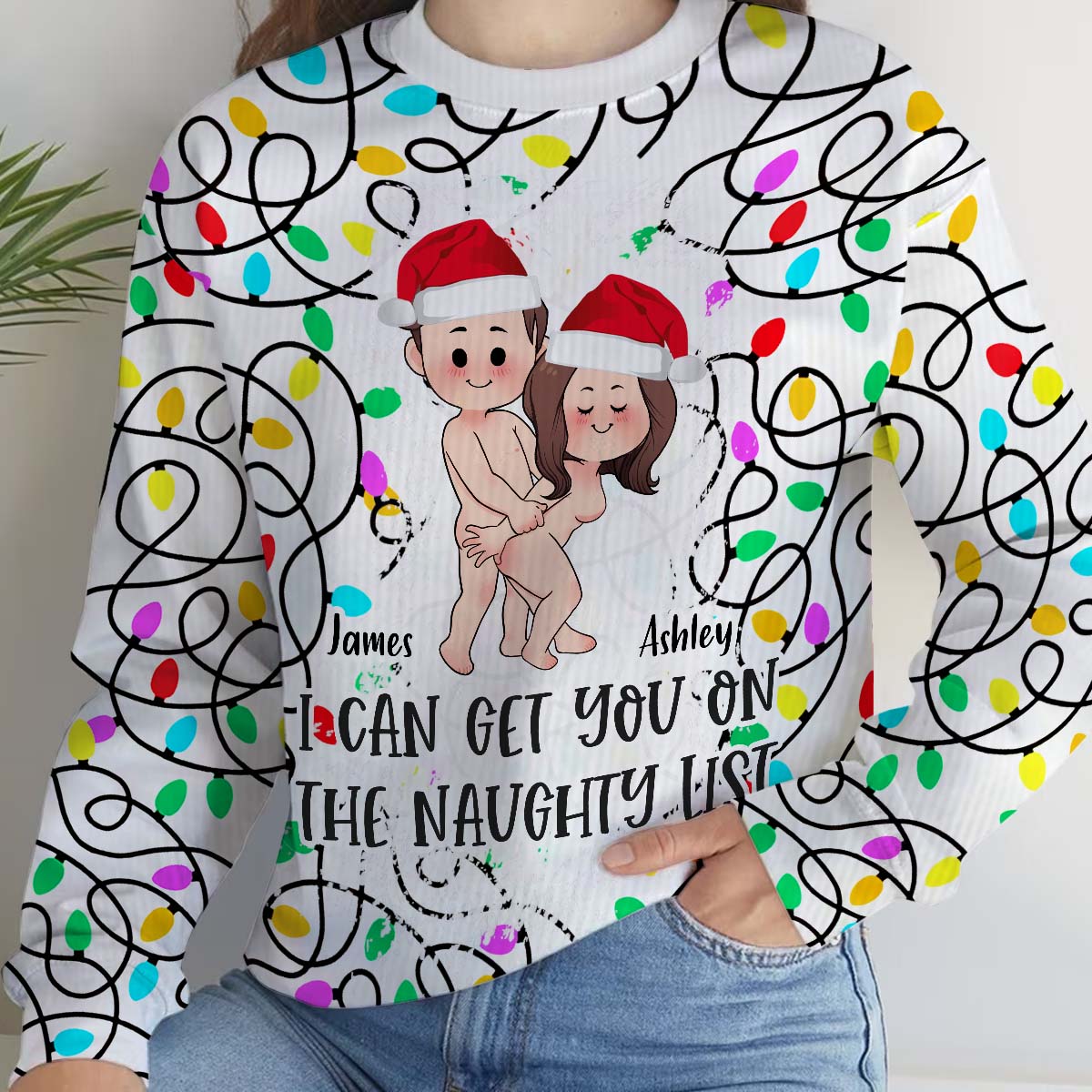 I Can Get You On The Naughty List - gift for husband, wife, boyfriend, girlfriend - Personalized Ugly Sweater