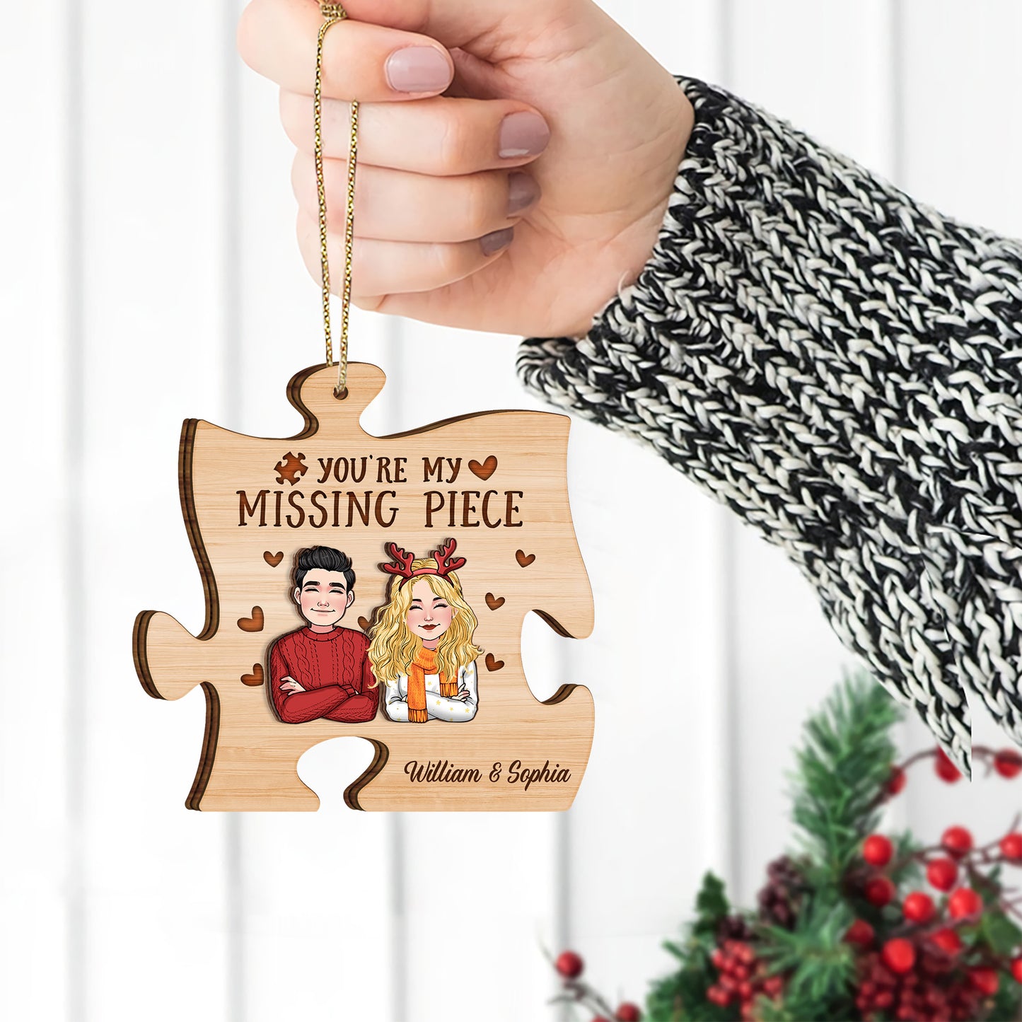 You Are My Missing Piece - gift for wife, husband, girlfriend, boyfriend - Personalized 2 Layered Piece Ornament