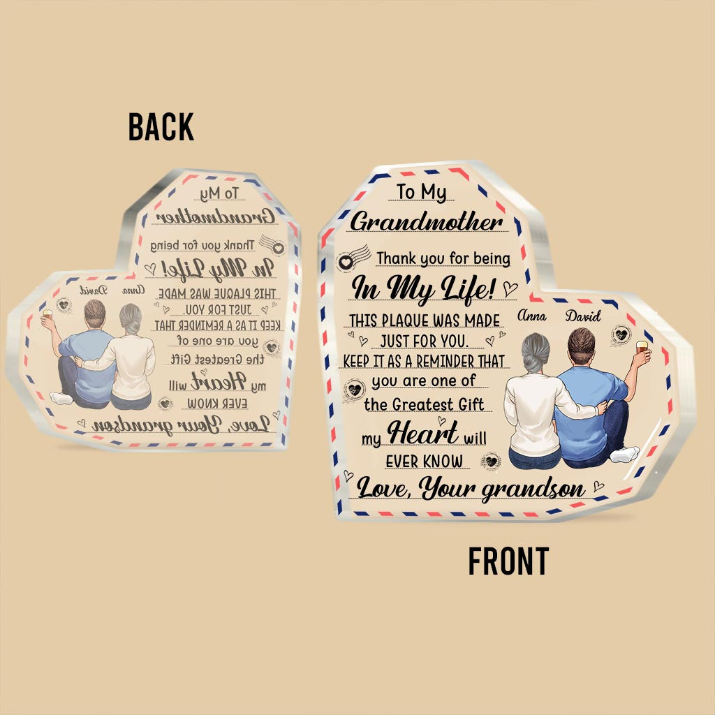 To My Grandmother - Gift for mom, grandma, aunt - Personalized Custom Shaped Acrylic Plaque