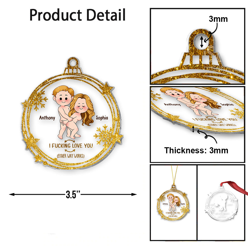 I Love You - Personalized Couple Transparent Ornament