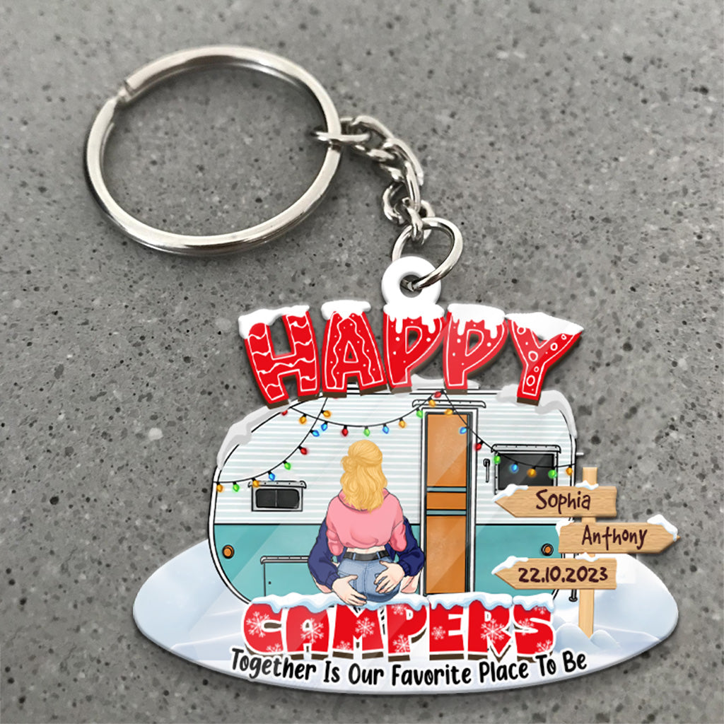 Happy Campers - Camping gift for husband, wife, boyfriend, girlfriend - Personalized Keychain