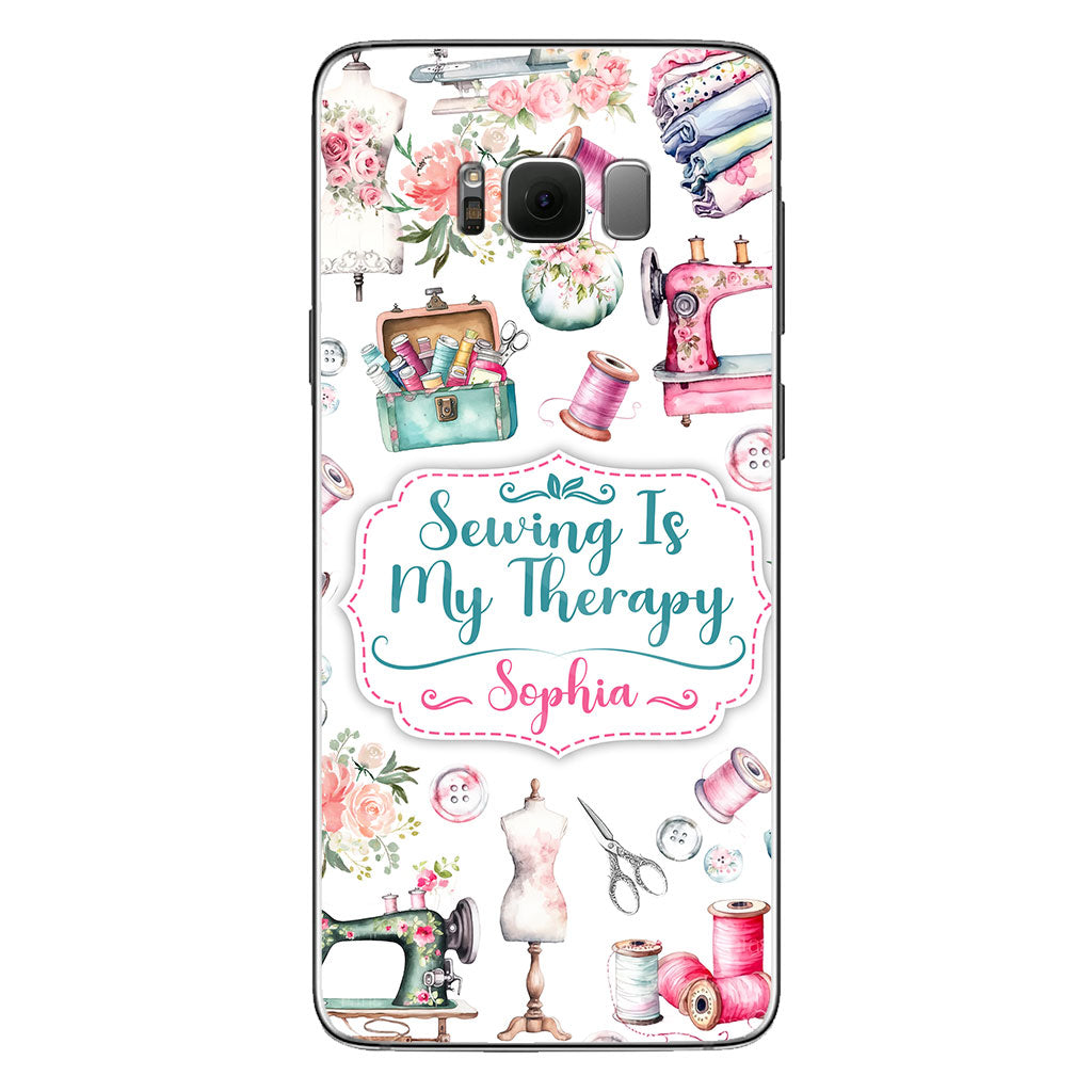 Sewing Is My Therapy - Personalized Sewing Phone Case