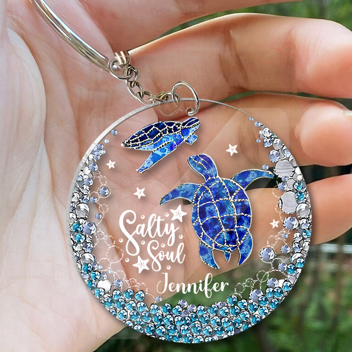 Salty Soul - Personalized Turtle Transparent Keychain