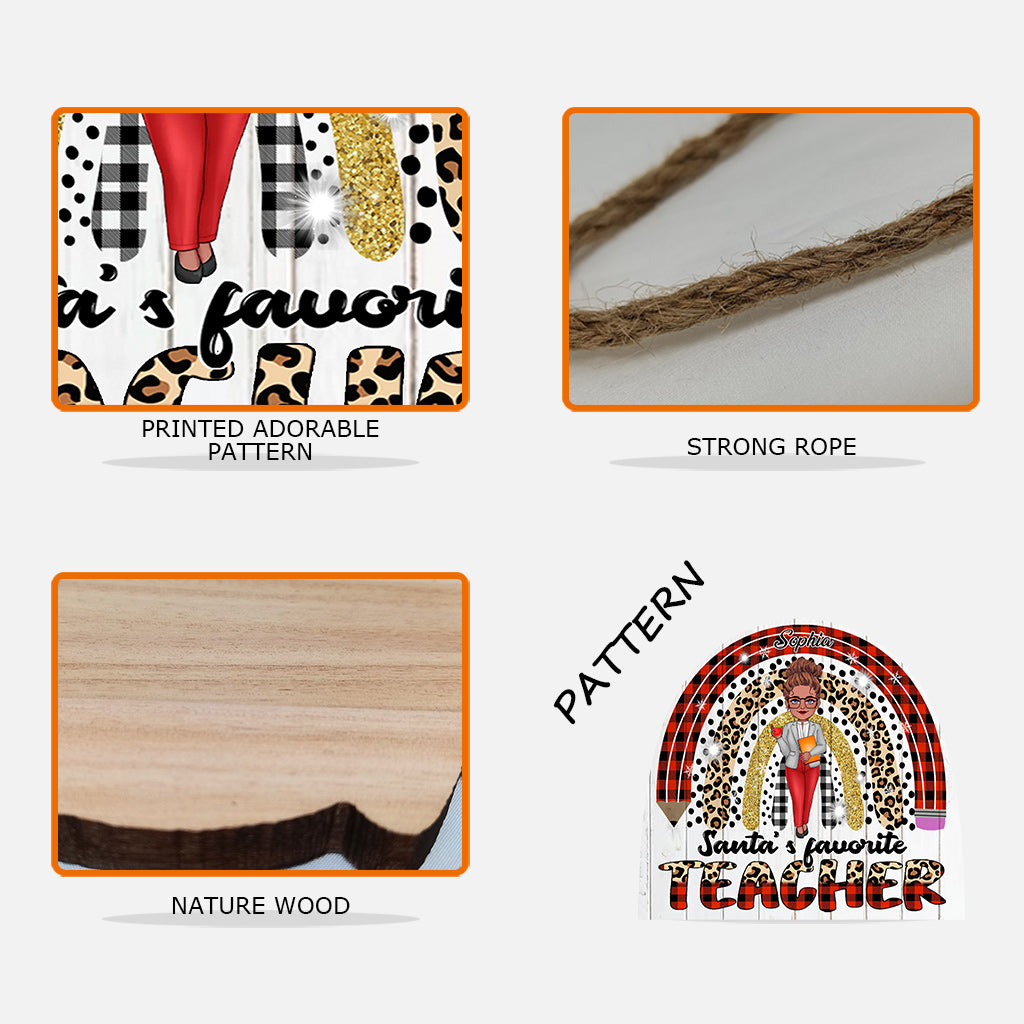 Santa's Favorite Teacher - Personalized Teacher Wood Sign