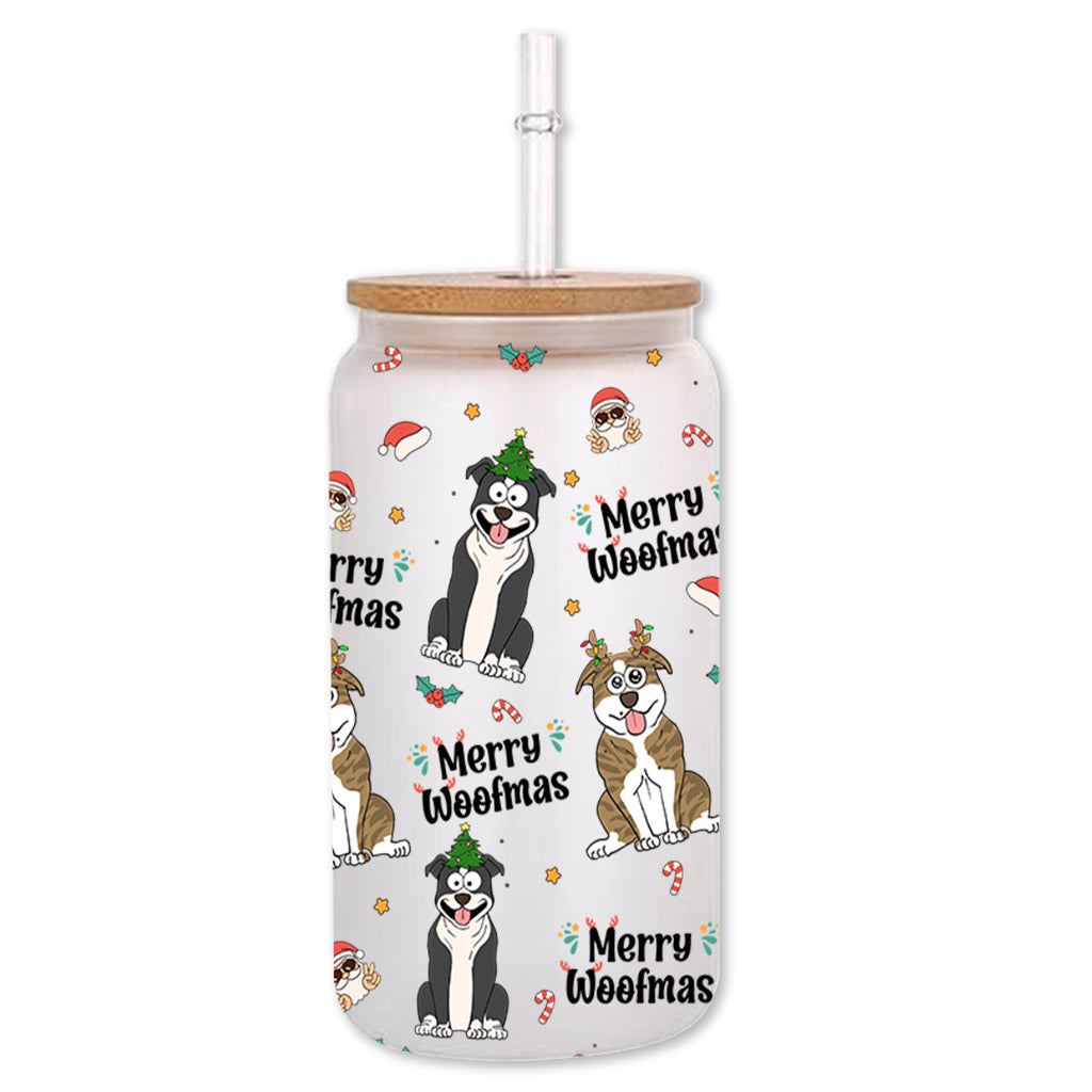 Chiens et chats rigolos - Joyeux Noël des chats ! - Cadeau pour les amoureux des chiens et des chats - Canette en verre personnalisée