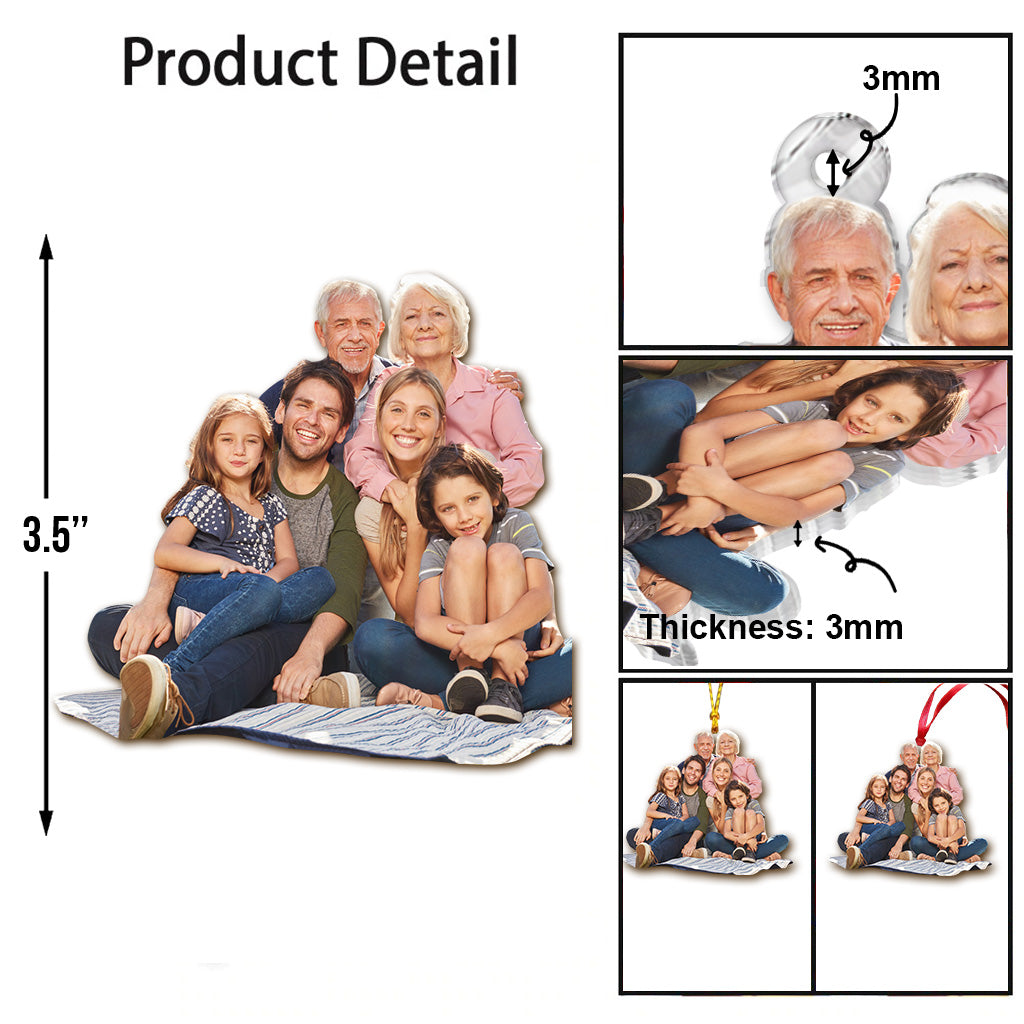 Upload Photo Gift For Grandparents - Gift for grandma, grandpa - Personalized Transparent Ornament