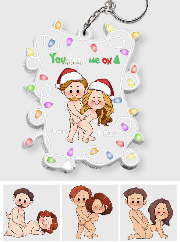 You Turn Me On - Personalized Couple Transparent Keychain