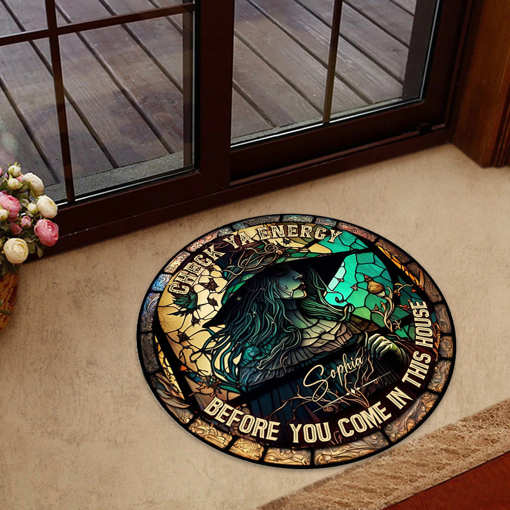 Check Ya Energy - Personalized Witch Shaped Doormat