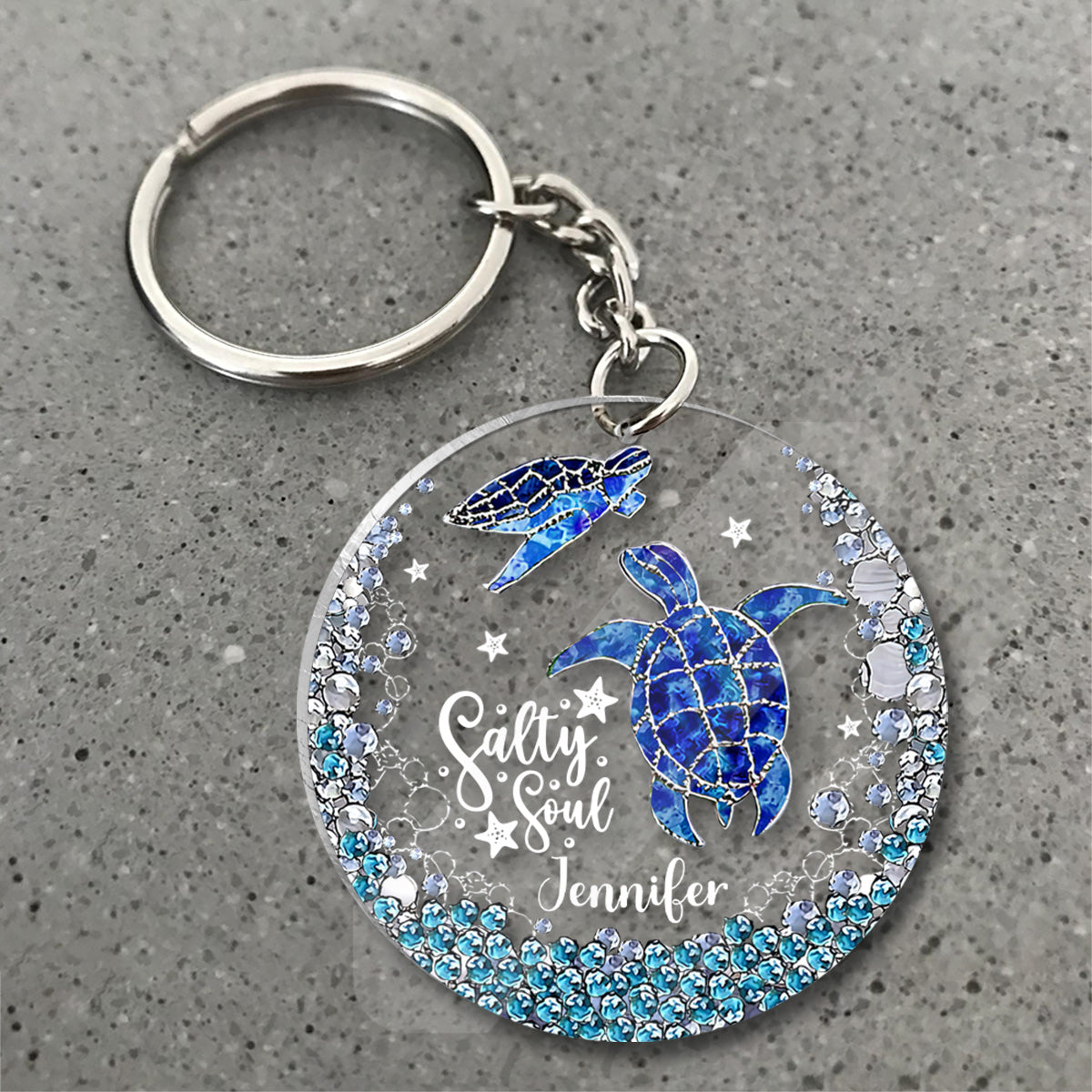 Salty Soul - Personalized Turtle Transparent Keychain