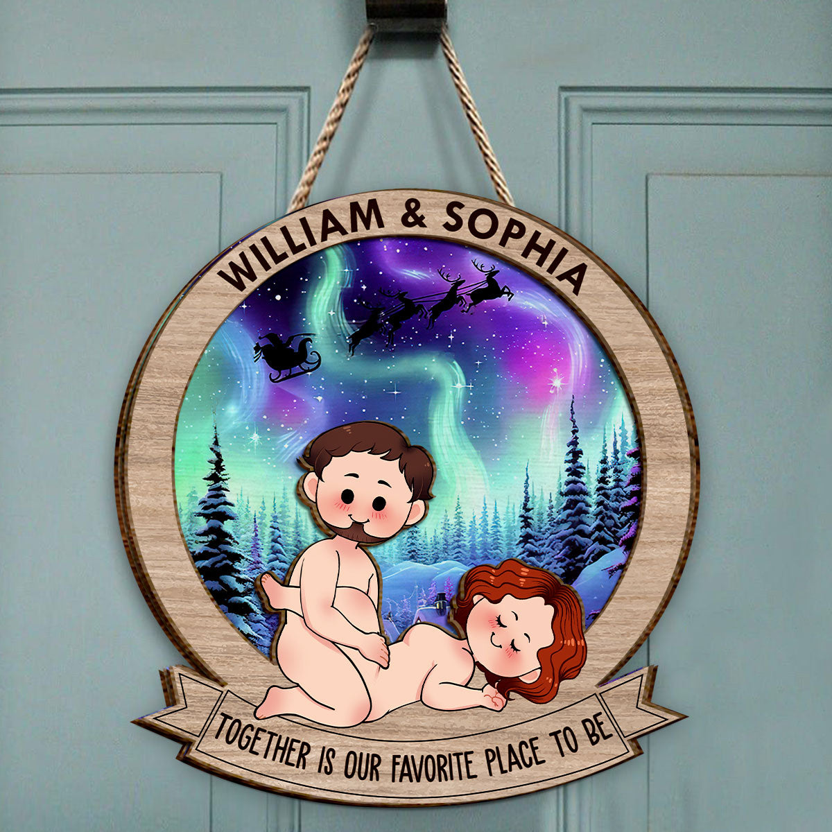 Together Is My Favorite To Be - gift for husband, wife, girlfriend, boyfriend - Personalized 2 Layered Wood Sign / Wood Plaque