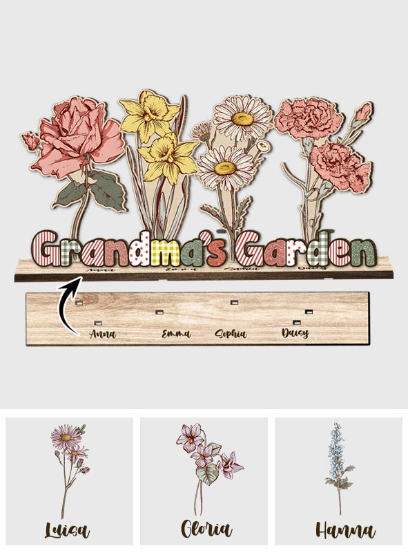 Fleurs de naissance du jardin de grand-mère - Cadeau pour grand-mère - Grand bouquet personnalisé à un étage, autoportant