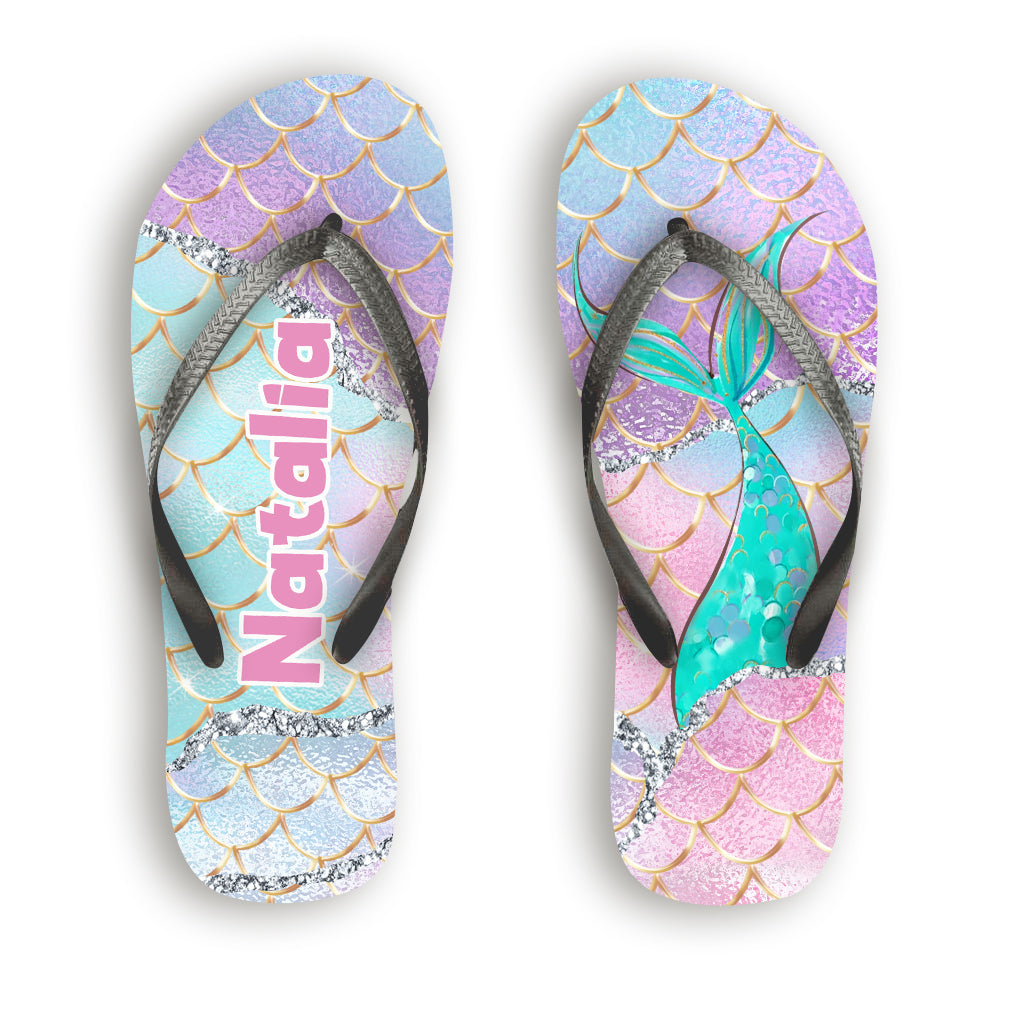 Mermaid In The Ocean - Personalized Sea Lover Flip Flops