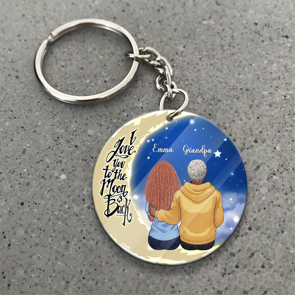 To The Moon And Back - Gift for grandma, mom, dad, grandpa - Personalized Keychain