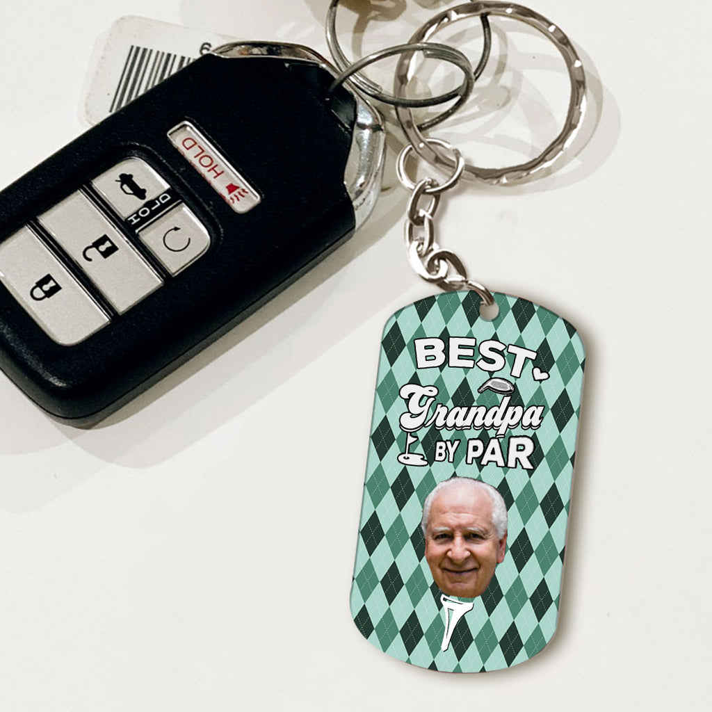Best Dad By Par - Golf gift for dad, him, boyfriend, husband, grandpa - Personalized Stainless Steel Keychain