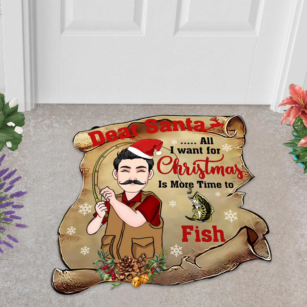 Dear Santa - Personalized Fishing Shaped Doormat