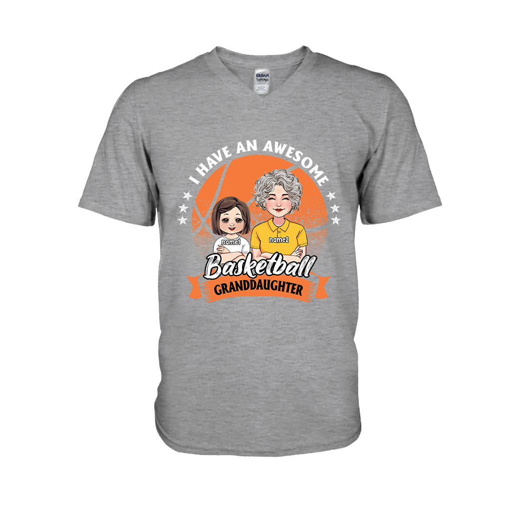 Awesome Basketball Granddaughter - Personalized Basketball T-shirt And Hoodie