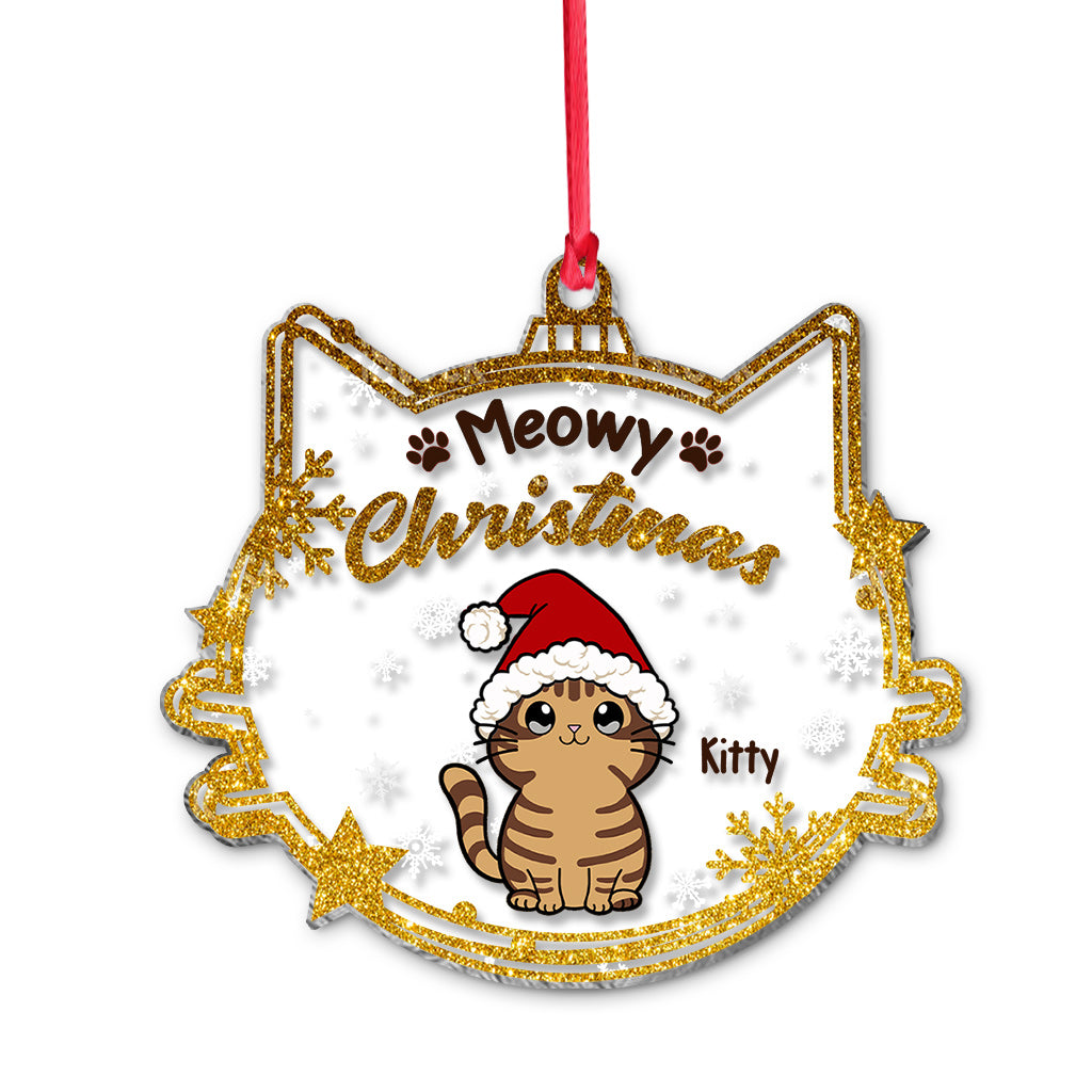 Miaou Noël - Ornement personnalisé à plusieurs niveaux avec chat