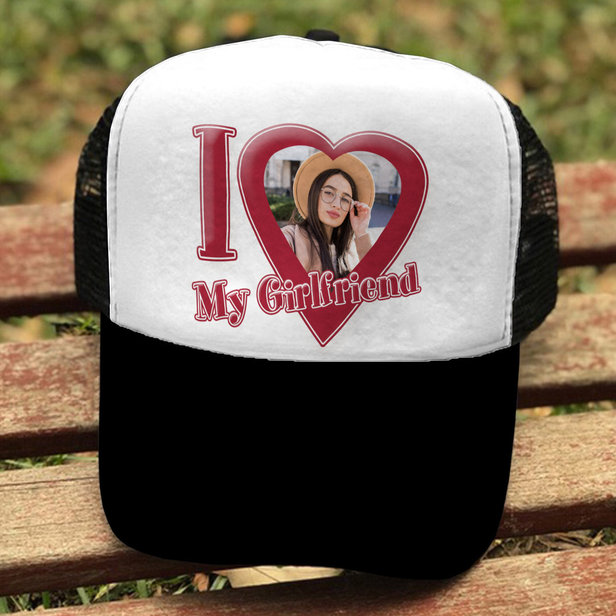 I Love My Girlfriend/ Boyfriend/ Wife... - Personalized Couple Trucker Hat
