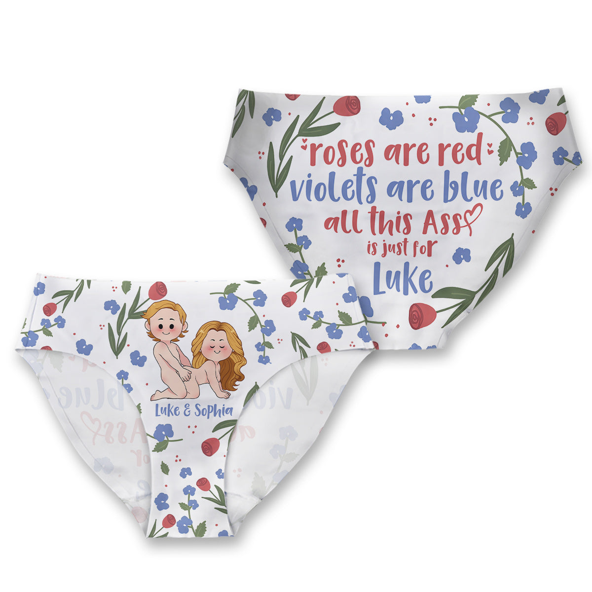 Roses Are Red Violets Are Blue - Personalized Couple Women Briefs