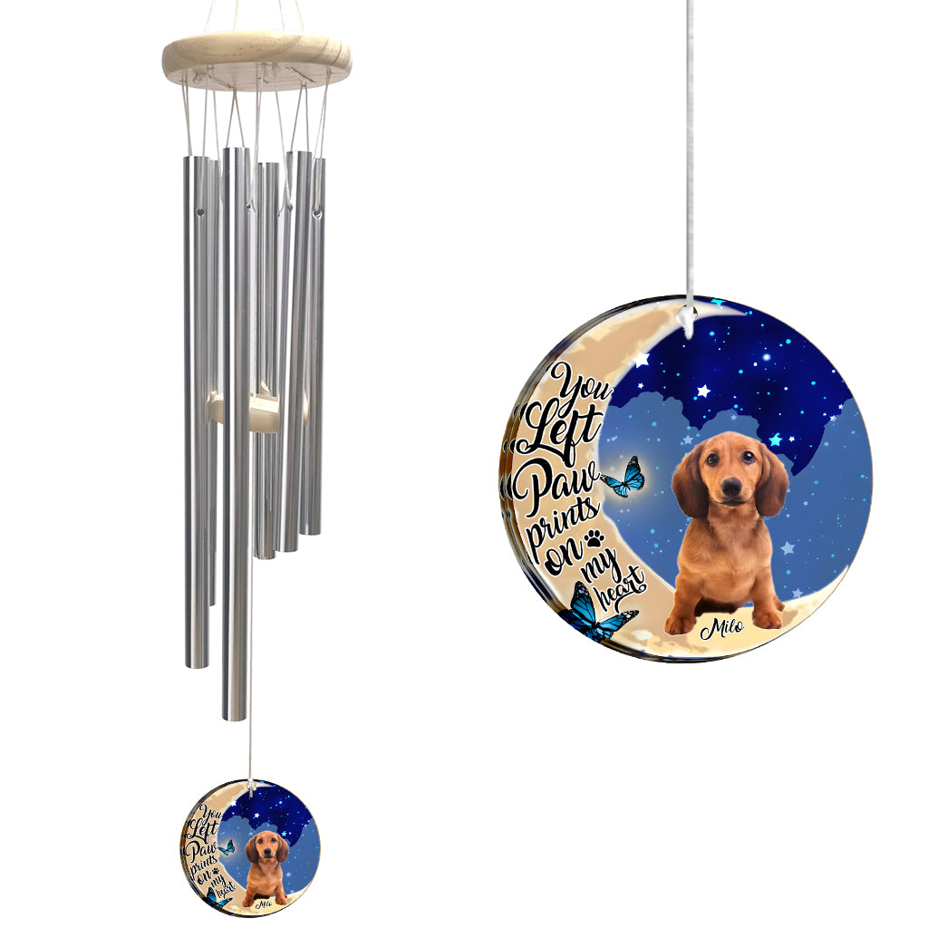 Empreintes de pattes sur mon cœur - Carillon éolien personnalisé pour chien