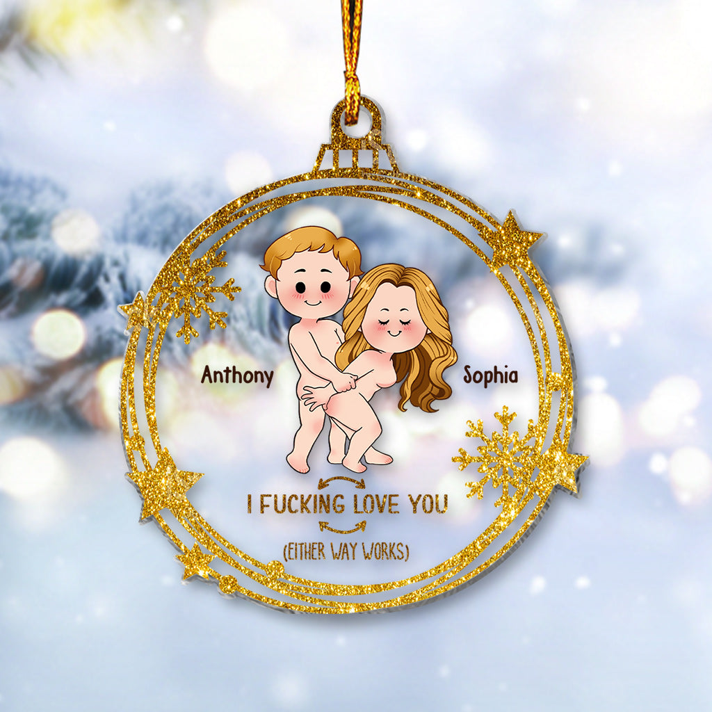 I Love You - Personalized Couple Transparent Ornament