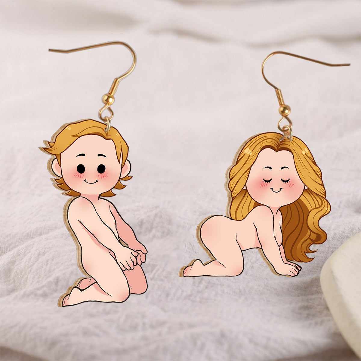 Funny Couple - gift for husband, wife, boyfriend, girlfriend - Personalized Wooden Earrings