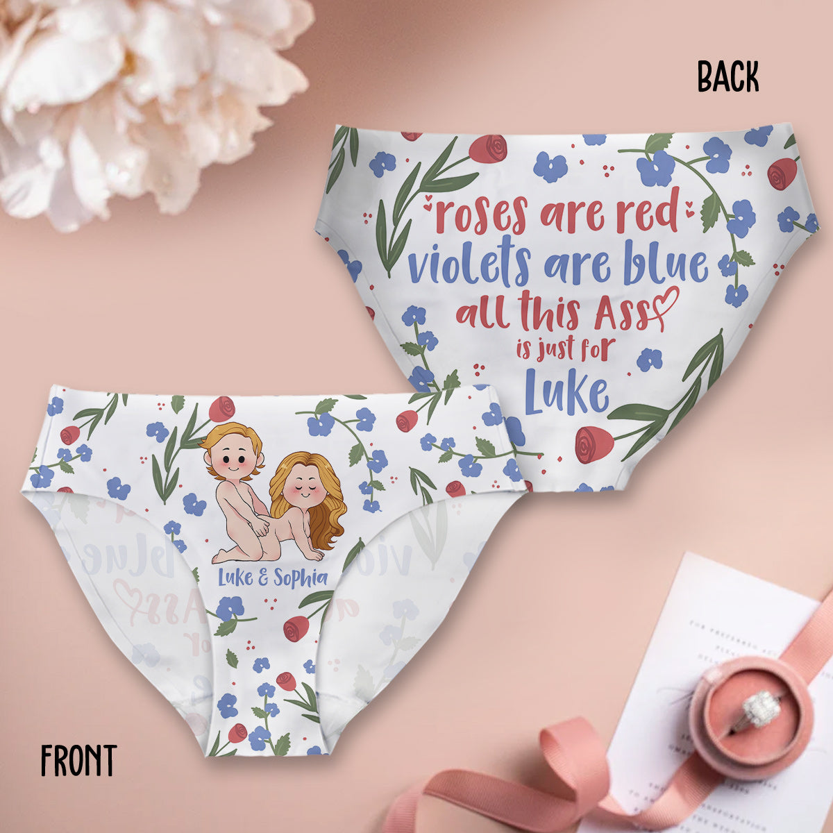 Roses Are Red Violets Are Blue - Personalized Couple Women Briefs