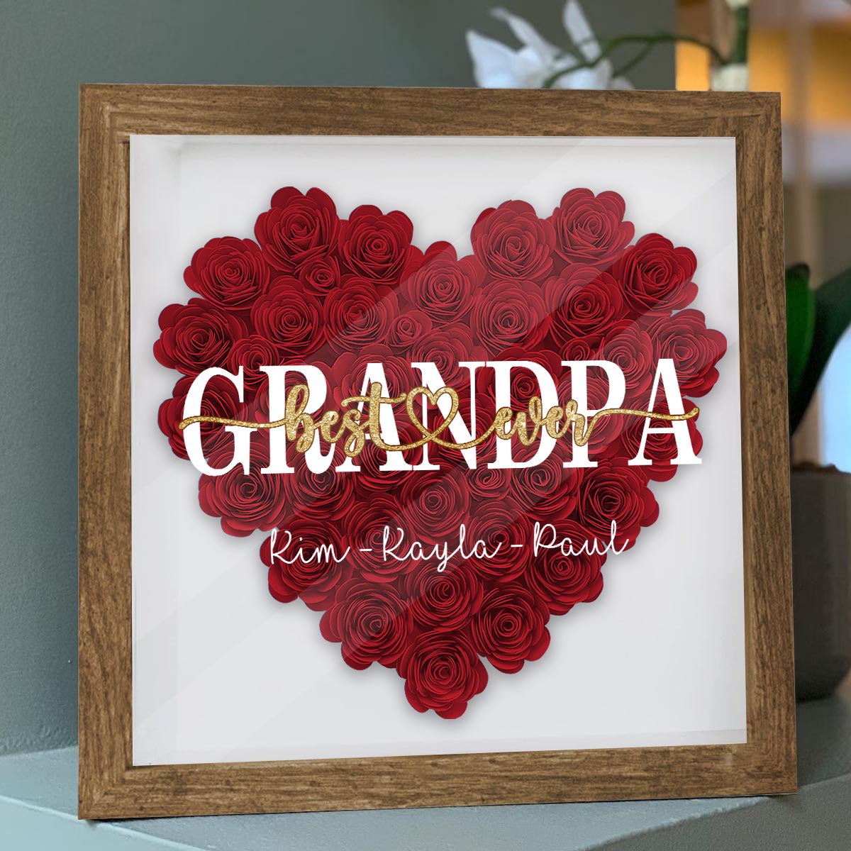 Best Mommy Ever - Gift for mom, grandma, grandpa, dad, aunt, sister - Personalized Flower Shadow Box