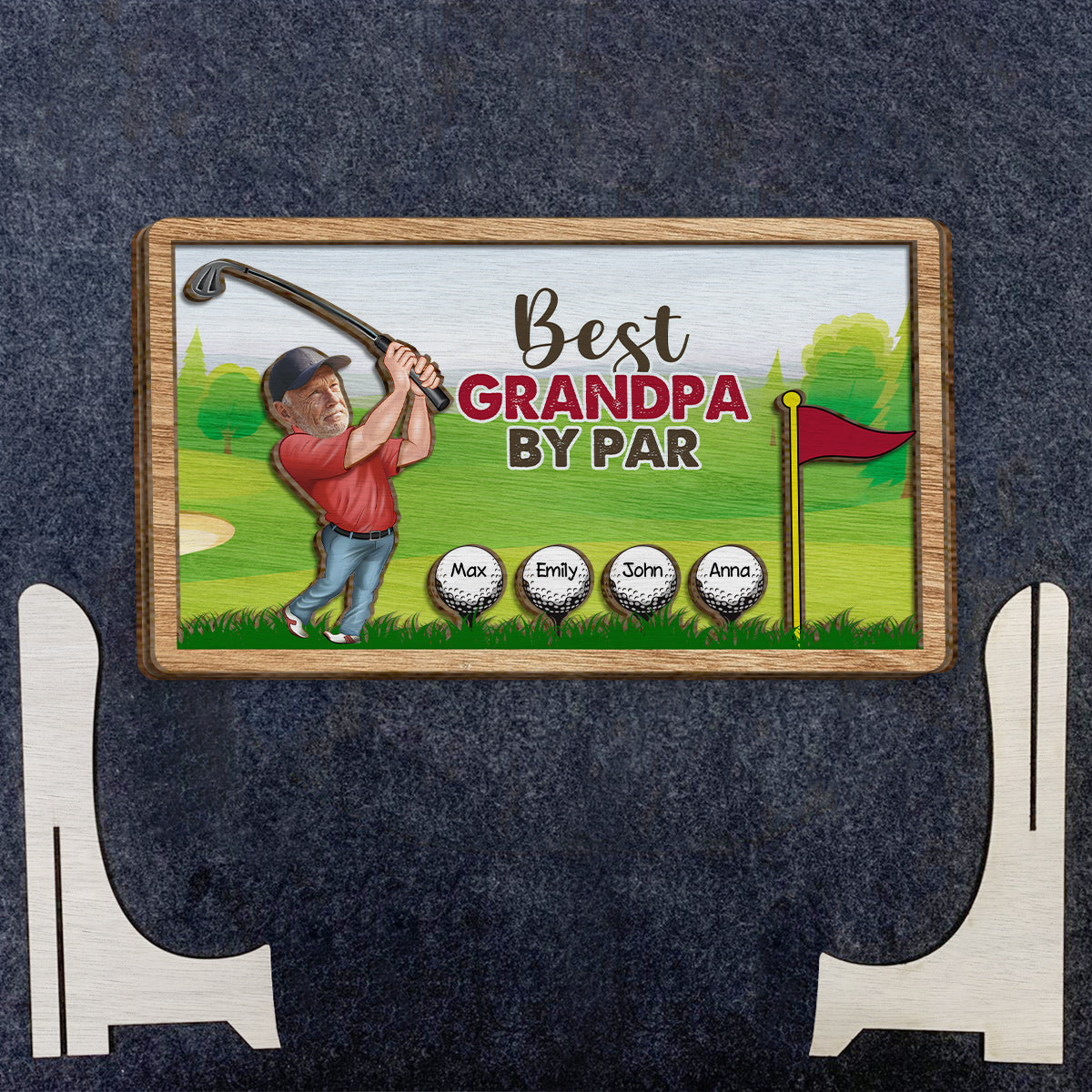 Best Grandpa By Par - Personalized Golf 2 Layered Wood Sign / Wood Plaque