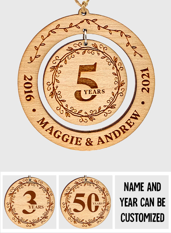 Happy Anniversary - gift for girlfriend, boyfriend - Personalized 2 Piece Wooden Ornament